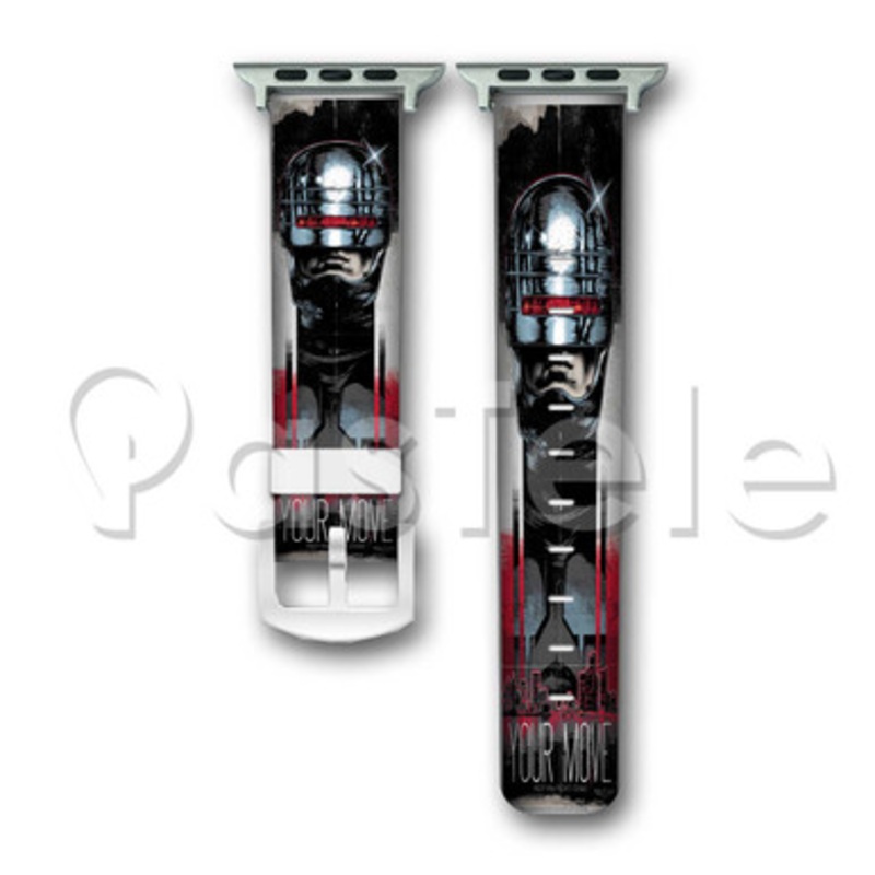 Robocop Custom Personaliez Apple Watch Band 38mm 40mm 42mm 44mm Leather