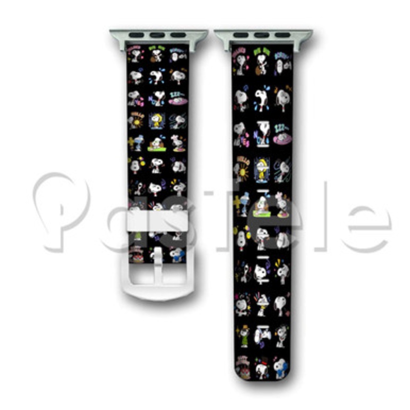 Snoopy The Peanuts Collage Custom Personaliez Apple Watch Band 38mm 40mm 42mm 44mm Leather
