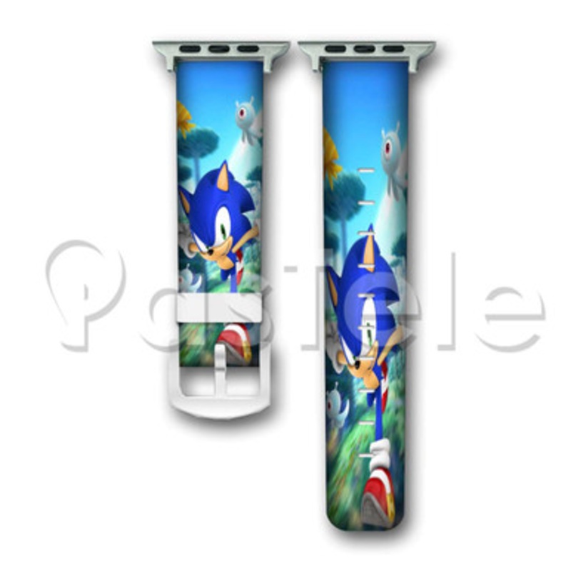 Sonic the Hedgehog Running Custom Personaliez Apple Watch Band 38mm 40mm 42mm 44mm Leather