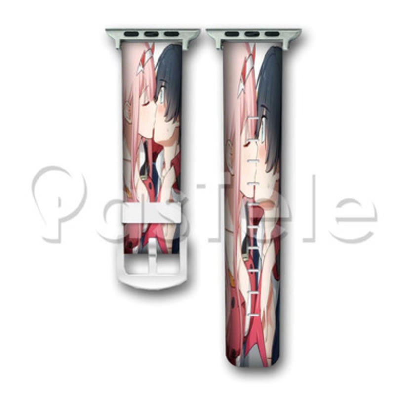 Zero Two and Hiro Kiss Custom Personaliez Apple Watch Band 38mm 40mm 42mm 44mm Leather