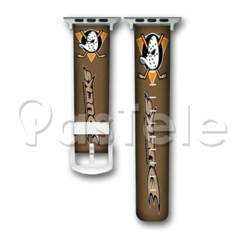 Anaheim Ducks NHL Custom Personaliez Apple Watch Band 38mm 40mm 42mm 44mm Leather
