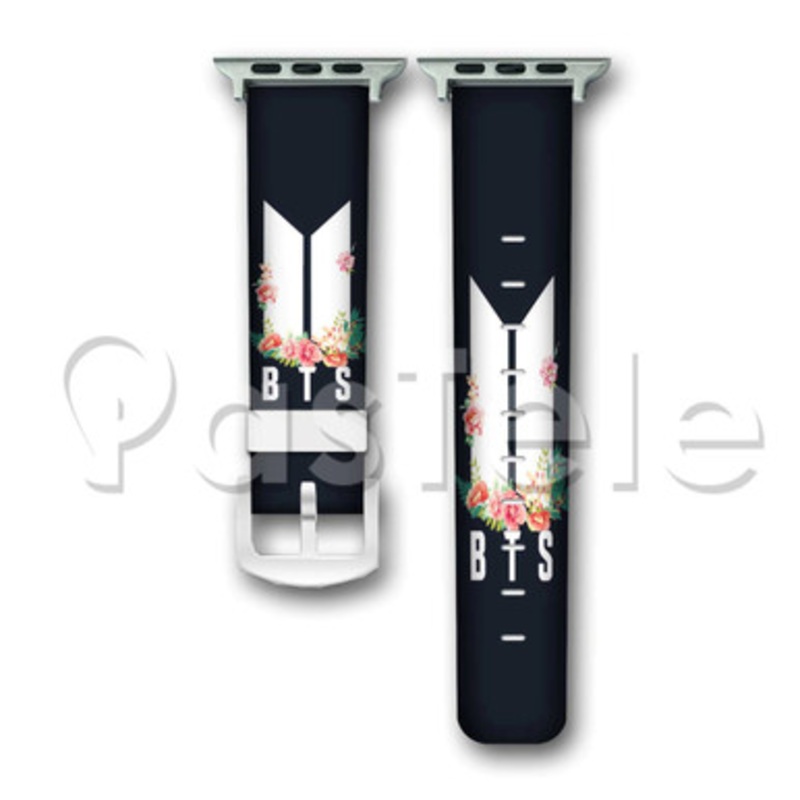 BTS Flowers Custom Personaliez Apple Watch Band 38mm 40mm 42mm 44mm Leather