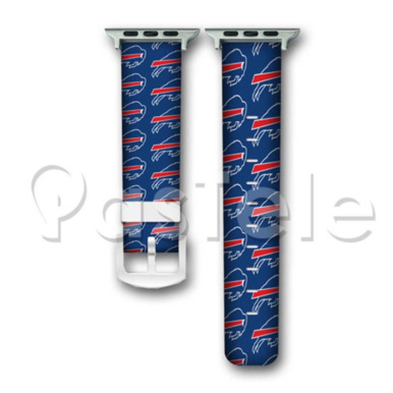 Buffalo Bills Custom Personaliez Apple Watch Band 38mm 40mm 42mm 44mm Leather