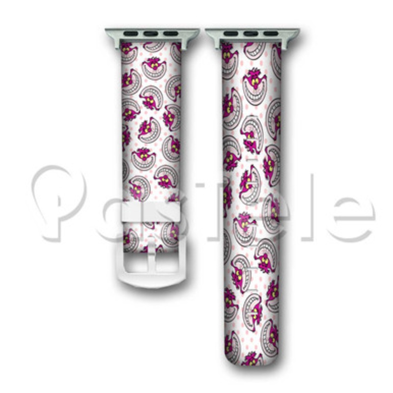 Cheshire Cat Face Alice in Wonderland Custom Personaliez Apple Watch Band 38mm 40mm 42mm 44mm Leathe