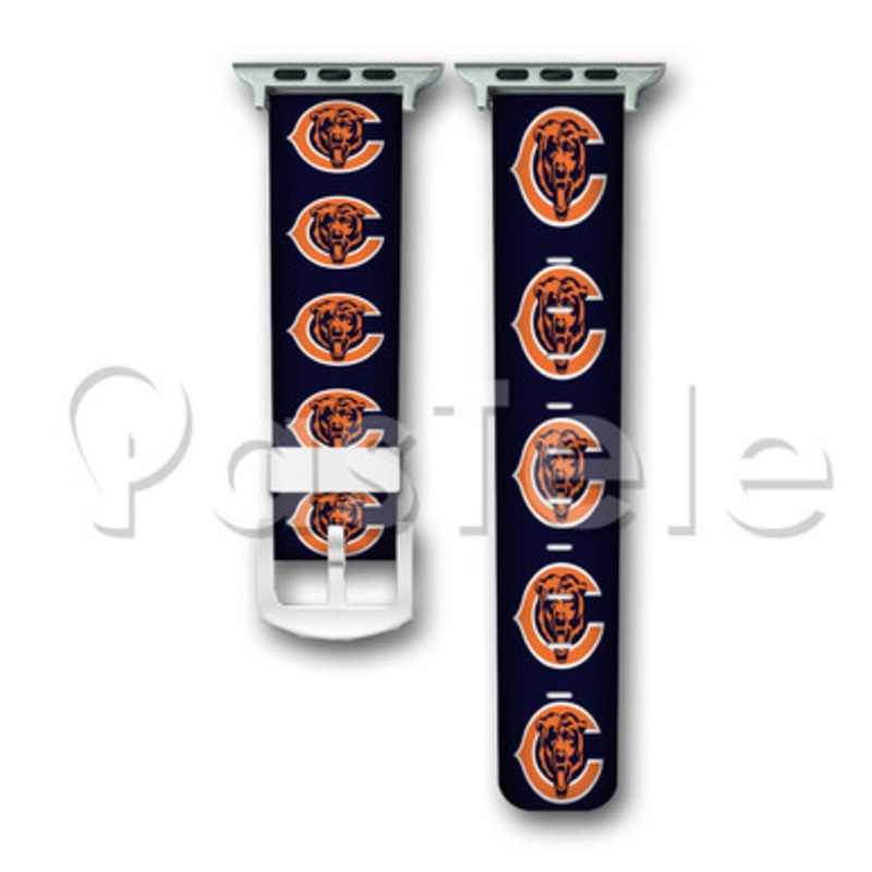 Chicago Bears Custom Personaliez Apple Watch Band 38mm 40mm 42mm 44mm Leather