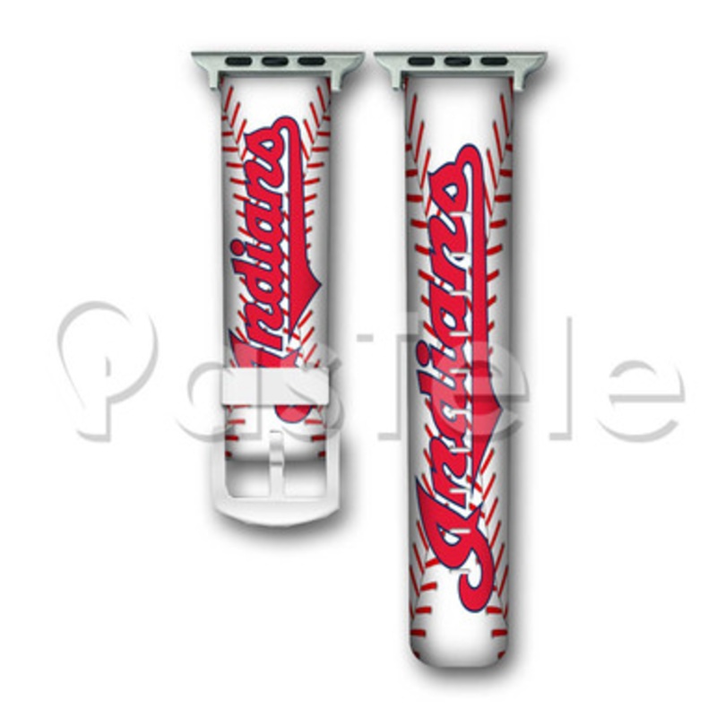 Cleveland Indians MLB Custom Personaliez Apple Watch Band 38mm 40mm 42mm 44mm Leather