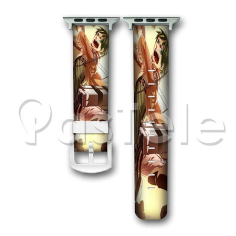 Eren Yeager Shingeki no Kyojin Custom Personaliez Apple Watch Band 38mm 40mm 42mm 44mm Leather