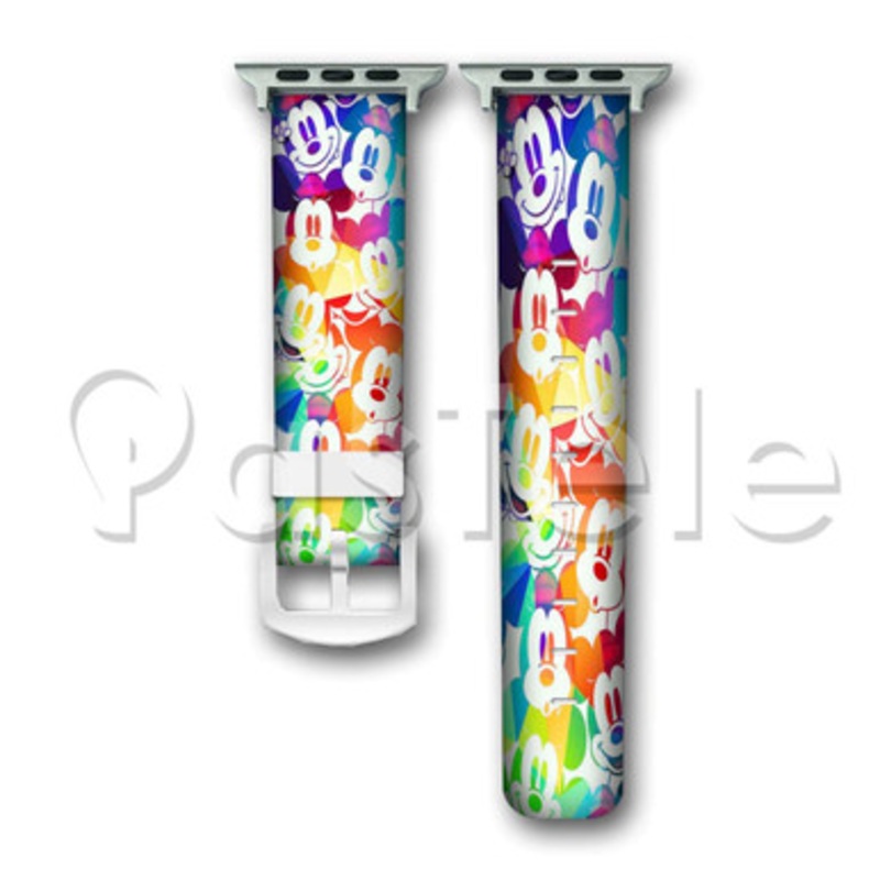Mickey Mouse Colorful Custom Personaliez Apple Watch Band 38mm 40mm 42mm 44mm Leather