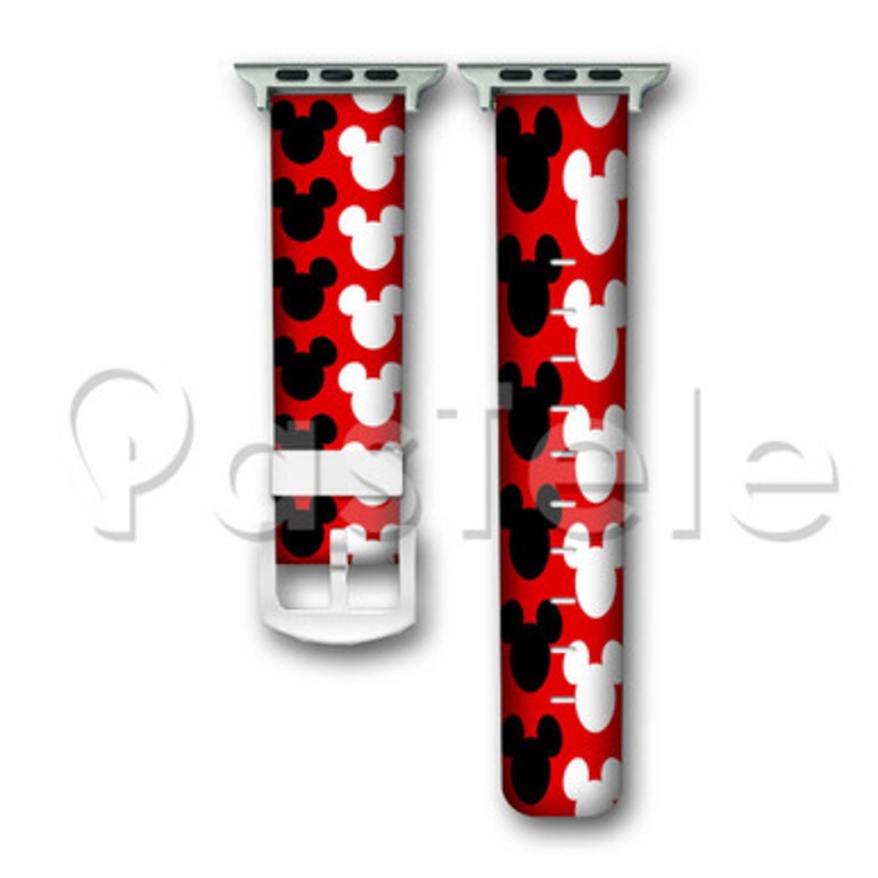 Mickey Mouse Pattern Custom Personaliez Apple Watch Band 38mm 40mm 42mm 44mm Leather