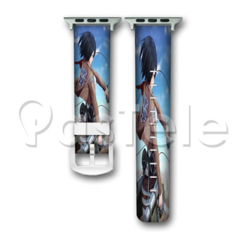 Mikasa Ackerman Shingeki no Kyojin Custom Personaliez Apple Watch Band 38mm 40mm 42mm 44mm Leather