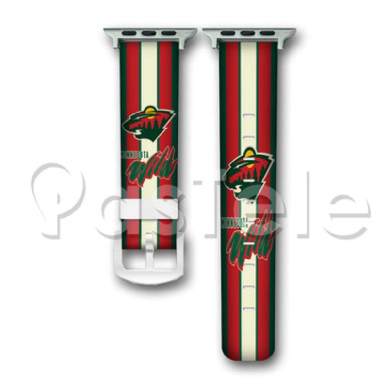 Minnesota Wild NHL Custom Personaliez Apple Watch Band 38mm 40mm 42mm 44mm Leather