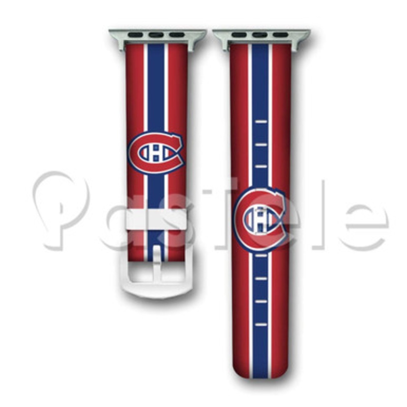 Montreal Canadiens NHL Custom Personaliez Apple Watch Band 38mm 40mm 42mm 44mm Leather