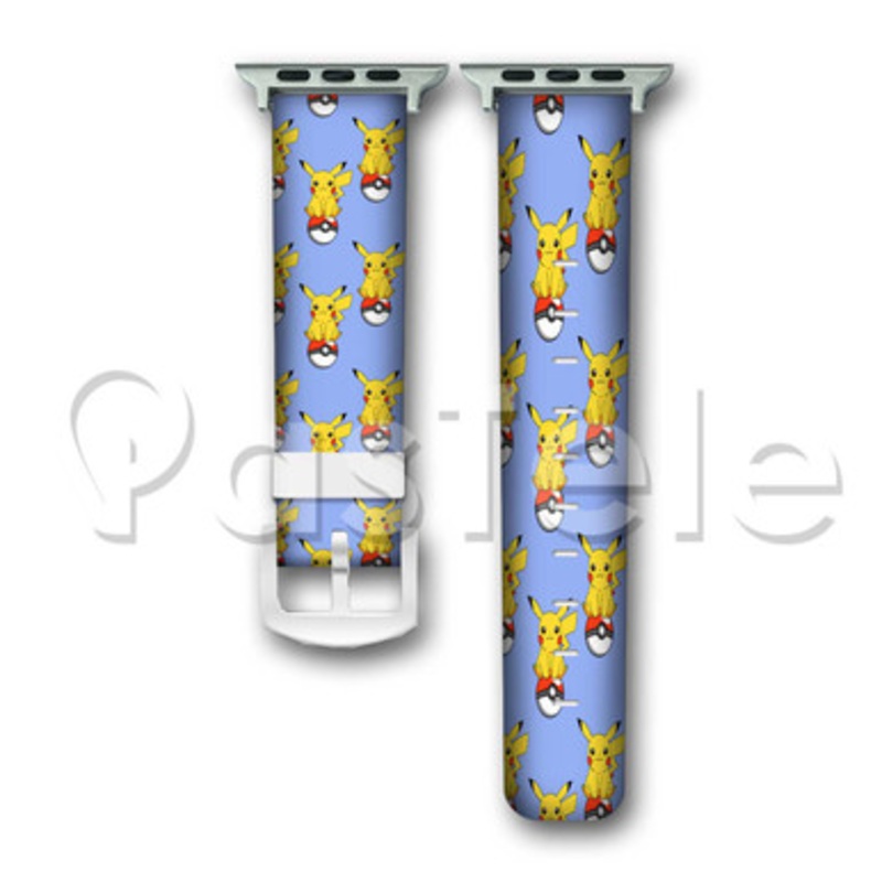 Pikachu Pokemon Custom Personaliez Apple Watch Band 38mm 40mm 42mm 44mm Leather