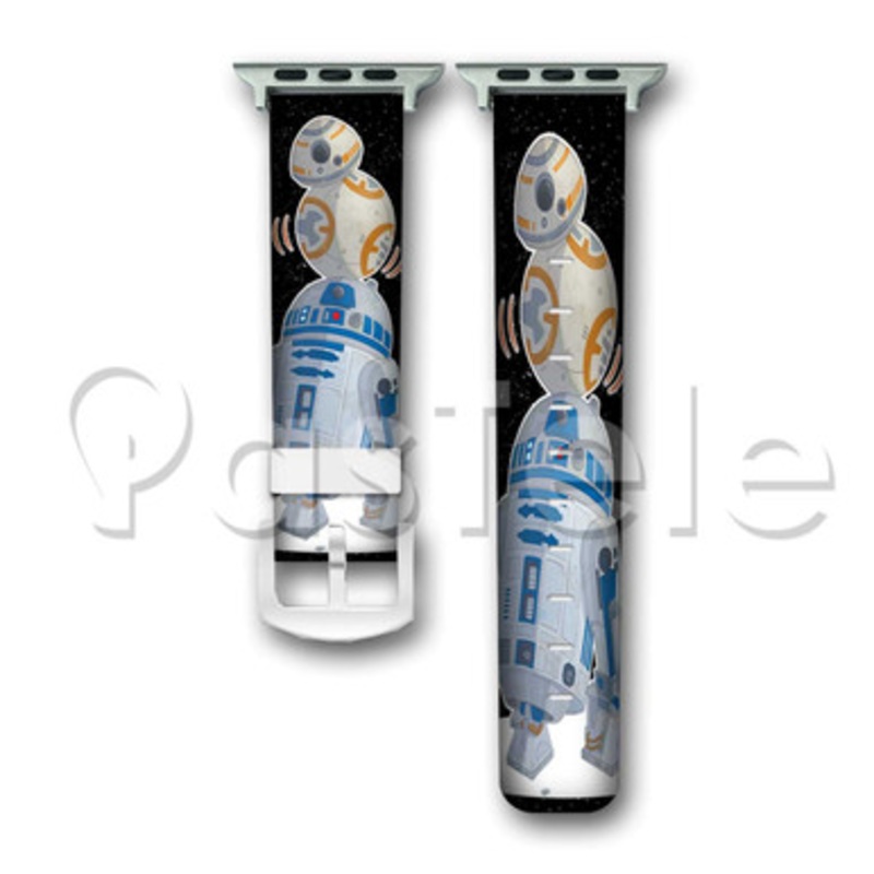 R2 D2 and BB8 STar Wars Custom Personaliez Apple Watch Band 38mm 40mm 42mm 44mm Leather