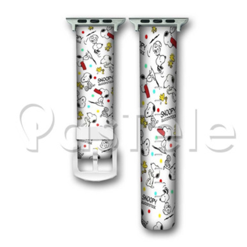 Snoopy and Woodstock Custom Personaliez Apple Watch Band 38mm 40mm 42mm 44mm Leather