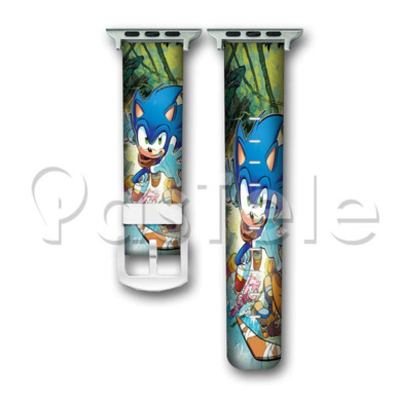 Sonic Boom Custom Personaliez Apple Watch Band 38mm 40mm 42mm 44mm Leather