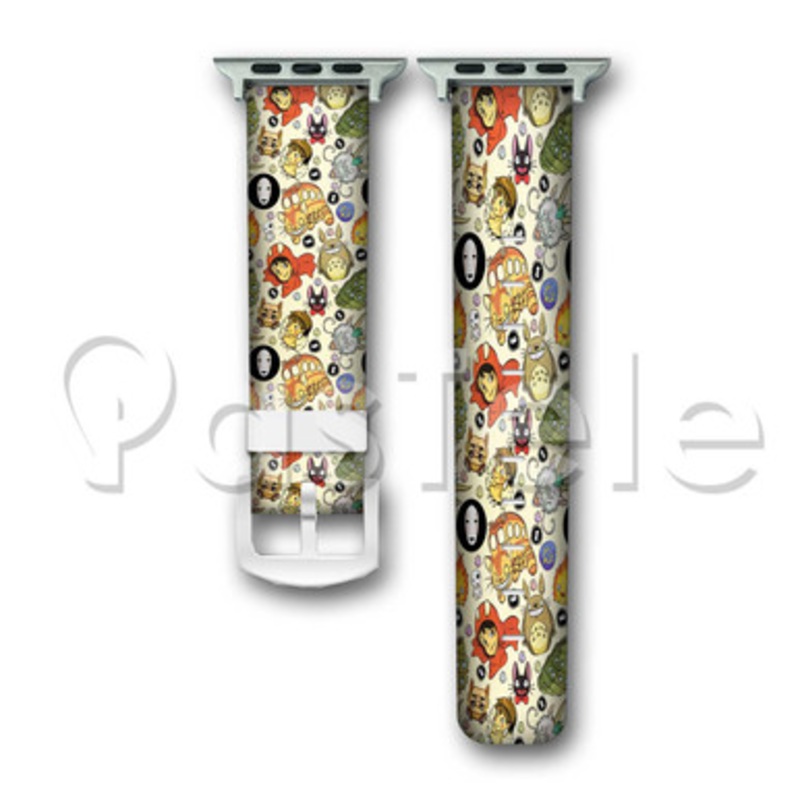 Studio Ghibli Pattern Custom Personaliez Apple Watch Band 38mm 40mm 42mm 44mm Leather