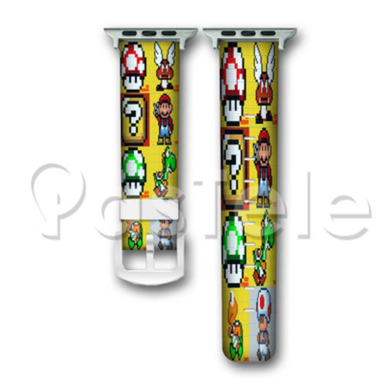 Super Mario Characters Custom Personaliez Apple Watch Band 38mm 40mm 42mm 44mm Leather