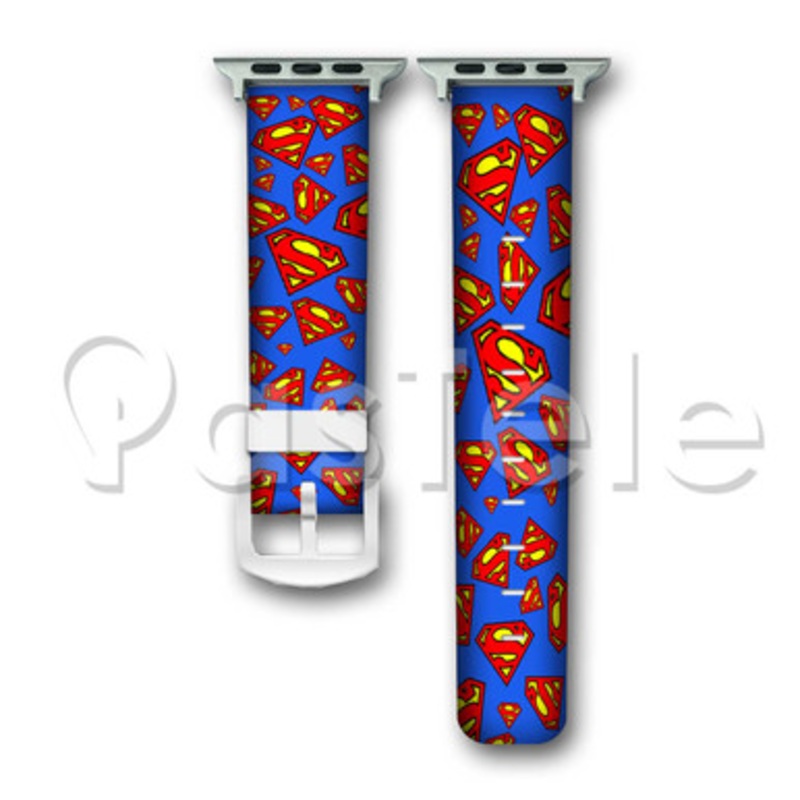 Superman Logos Custom Personaliez Apple Watch Band 38mm 40mm 42mm 44mm Leather