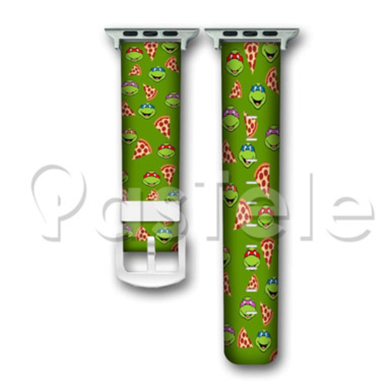 Teenage Mutant Ninja Turtles Pizza Custom Personaliez Apple Watch Band 38mm 40mm 42mm 44mm Leather