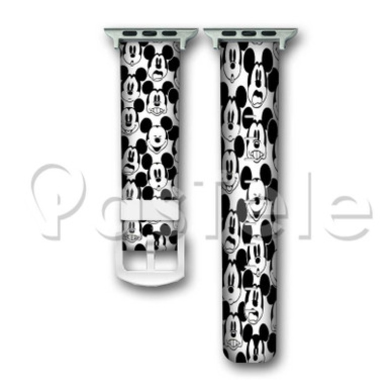 All Face Mickey Mouse Disney Custom Personaliez Apple Watch Band 38mm 40mm 42mm 44mm Leather