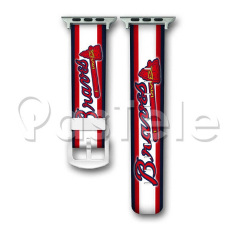 Atlanta Braves MLB Custom Personaliez Apple Watch Band 38mm 40mm 42mm 44mm Leather