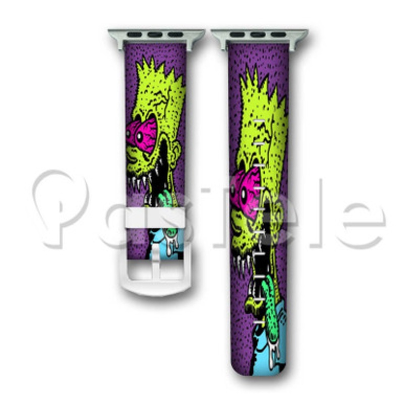 bart Simpsons Zombie Custom Personaliez Apple Watch Band 38mm 40mm 42mm 44mm Leather