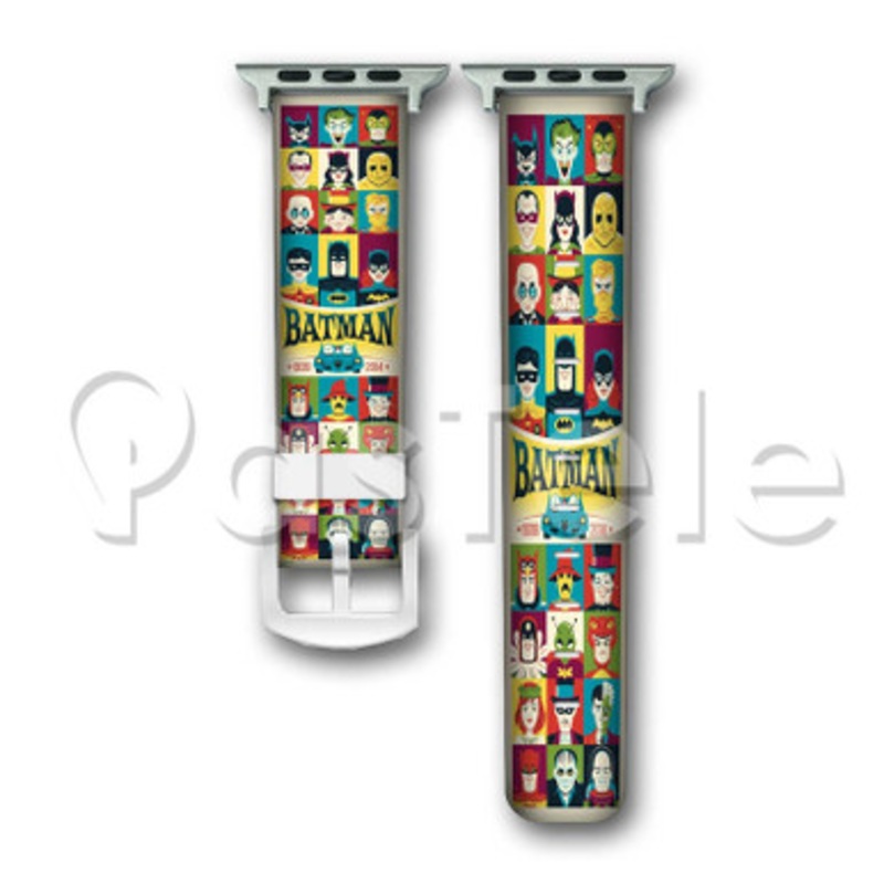 Batman All Characters Custom Personaliez Apple Watch Band 38mm 40mm 42mm 44mm Leather