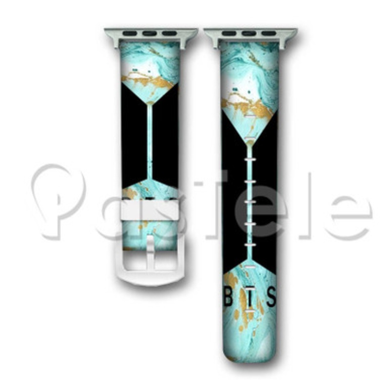 BTS Turquoise Marble Custom Personaliez Apple Watch Band 38mm 40mm 42mm 44mm Leather