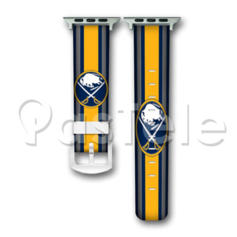 Buffalo Sabres NHL Custom Personaliez Apple Watch Band 38mm 40mm 42mm 44mm Leather