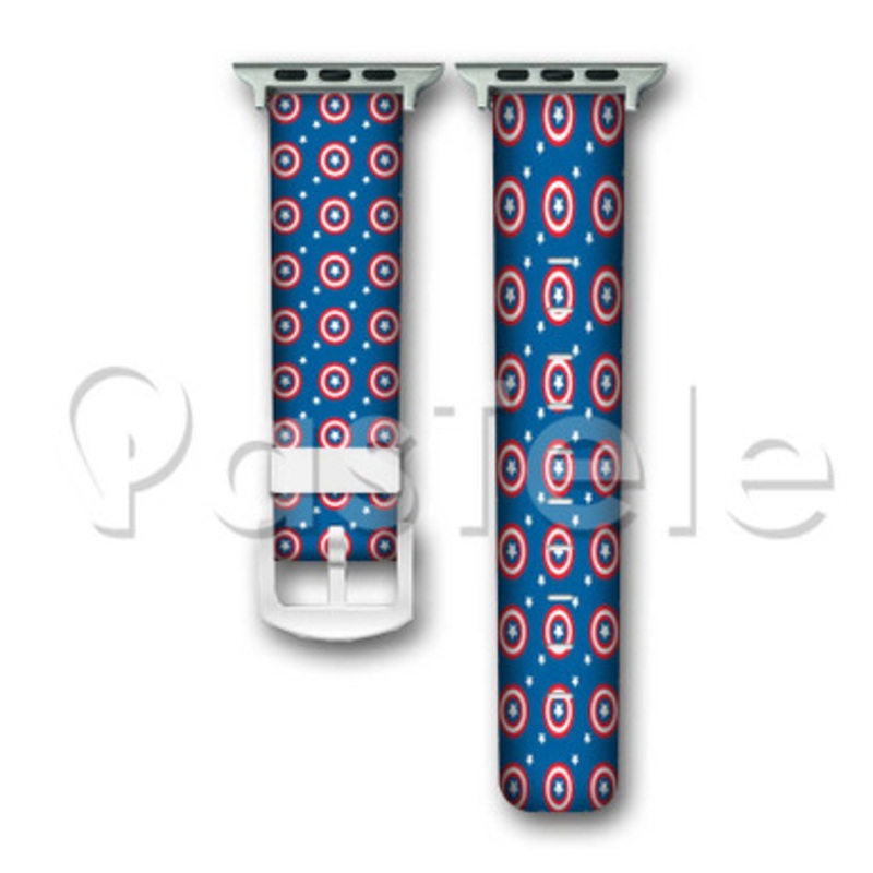 Captain America Custom Personaliez Apple Watch Band 38mm 40mm 42mm 44mm Leather