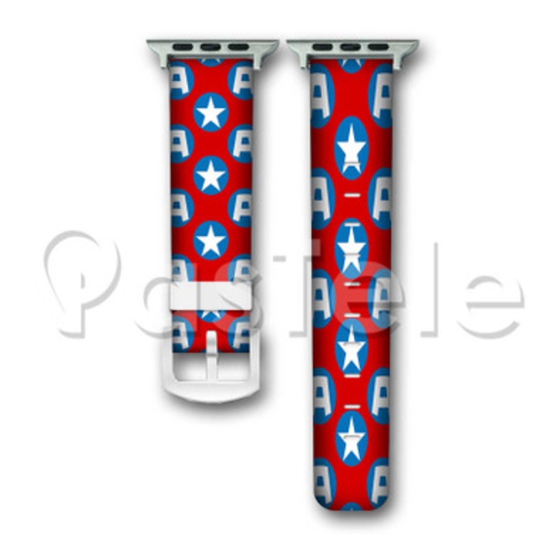 Captain America Marvel Superheroes Custom Personaliez Apple Watch Band 38mm 40mm 42mm 44mm Leather