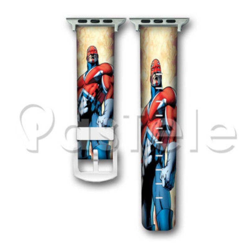 Captain Britain Marvel Custom Personaliez Apple Watch Band 38mm 40mm 42mm 44mm Leather