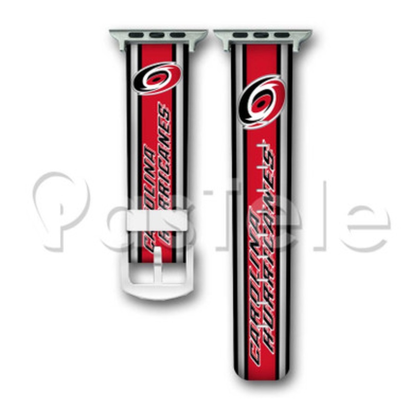 Carolina Hurricanes NHL Custom Personaliez Apple Watch Band 38mm 40mm 42mm 44mm Leather