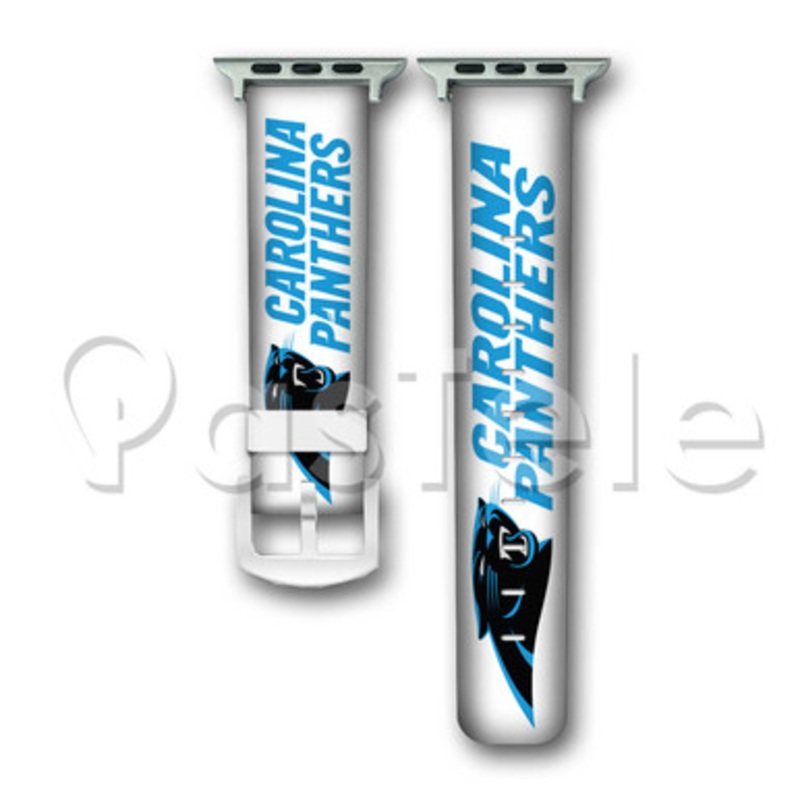 Carolina Panthers Custom Personaliez Apple Watch Band 38mm 40mm 42mm 44mm Leather