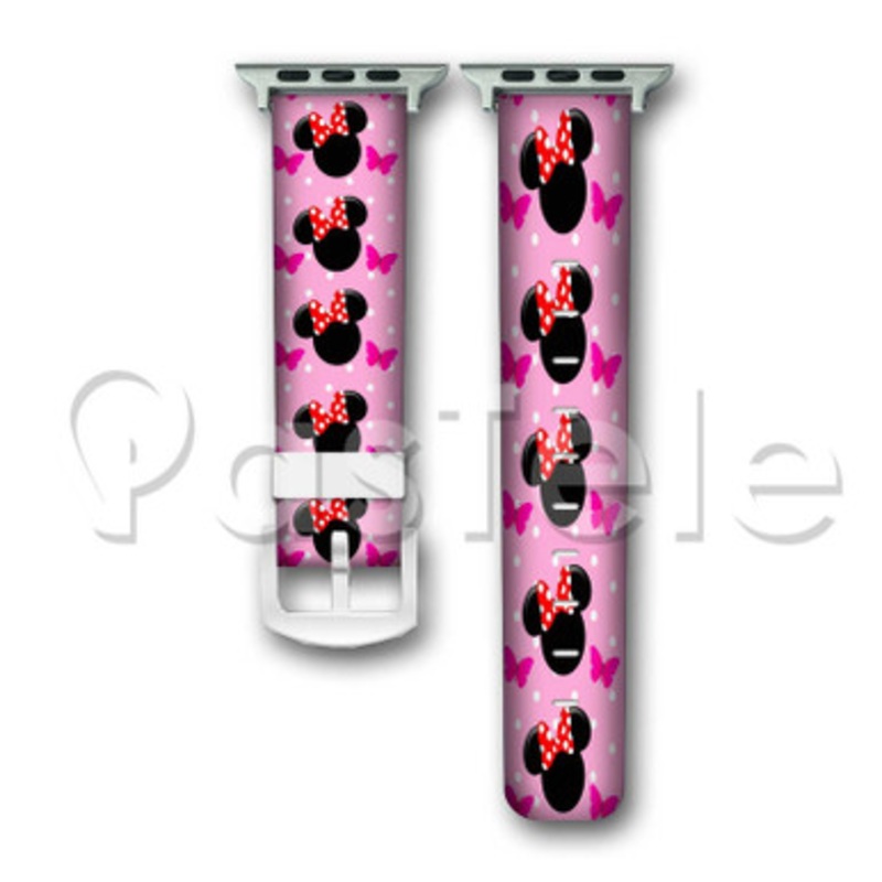 Disney Minnie Mouse Custom Personaliez Apple Watch Band 38mm 40mm 42mm 44mm Leather