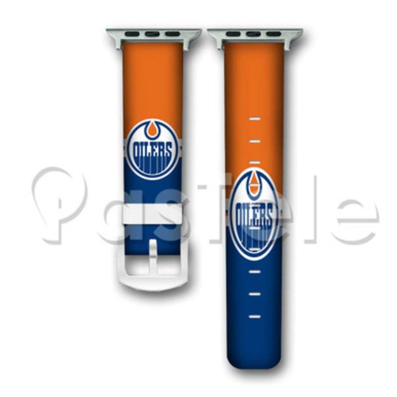 Edmonton Oilers NHL Custom Personaliez Apple Watch Band 38mm 40mm 42mm 44mm Leather