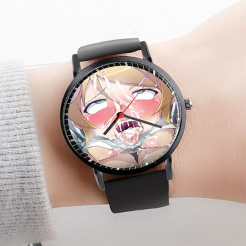 Pastele Ahegao Hentai Watch Custom Unisex Black Quartz Watch Premium Gift Box Watches
