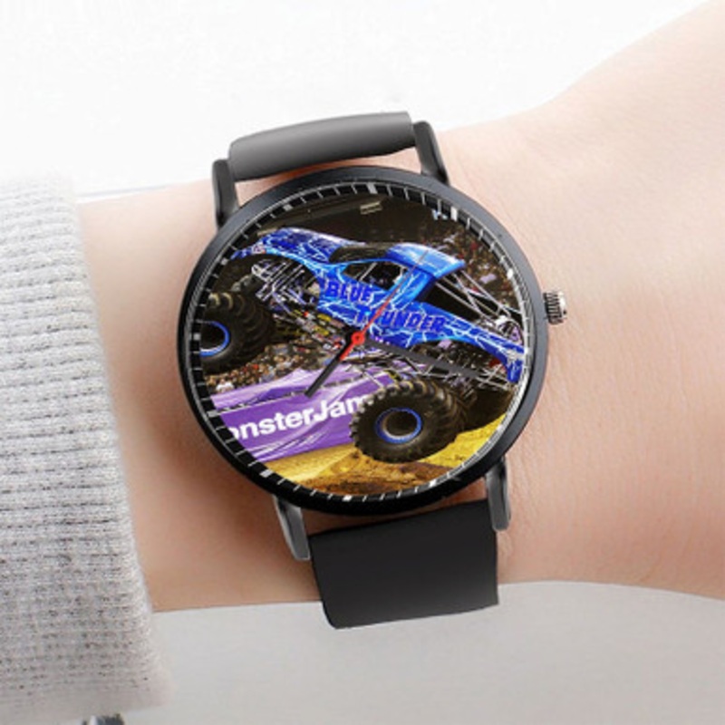 Pastele Blue Thunder Monster Jam Watch Custom Unisex Black Quartz Watch Premium Gift Box Watches