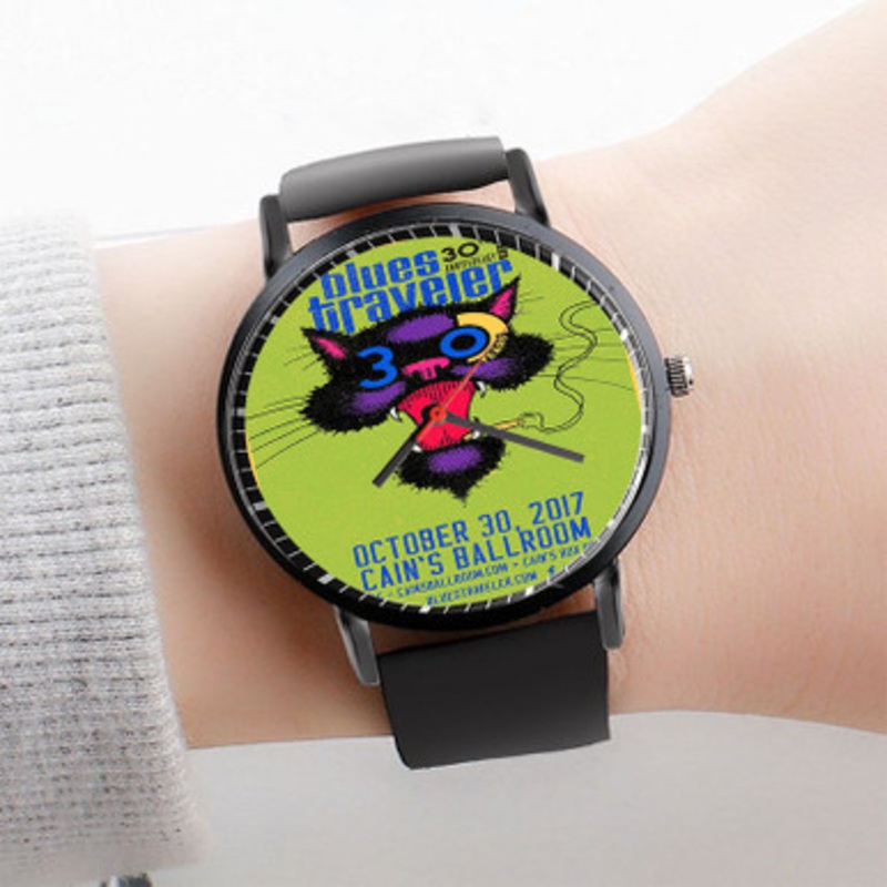 Pastele Blues Traveler Watch Custom Unisex Black Quartz Watch Premium Gift Box Watches