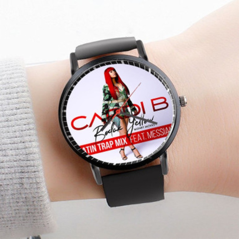 Pastele Bodak Yellow Cardi B Feat Messiah Watch Custom Unisex Black Quartz Watch Premium Gift Box Watches