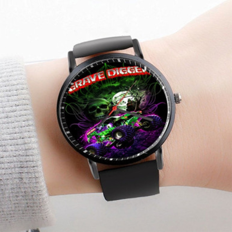 Pastele Grave Digger Car Watch Custom Unisex Black Quartz Watch Premium Gift Box Watches
