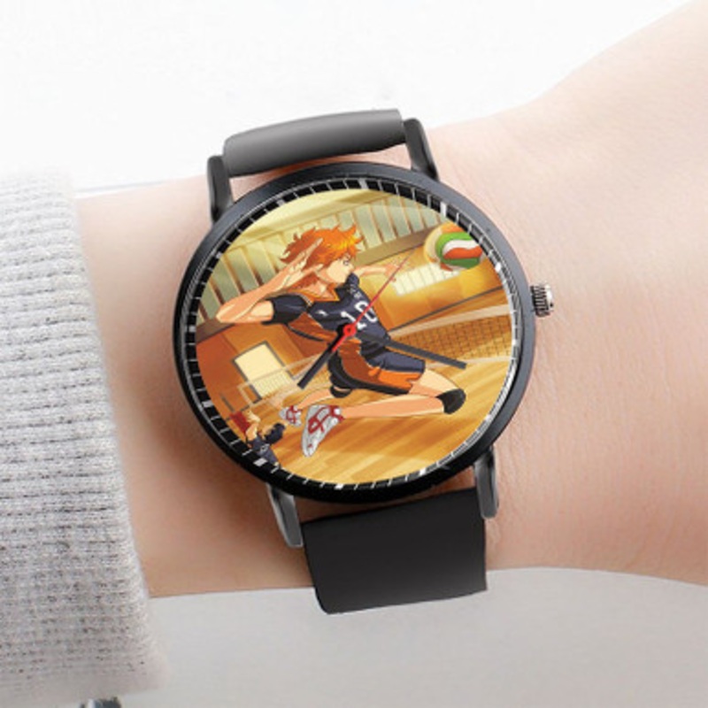 Pastele Haikyuu Smash Watch Custom Unisex Black Quartz Watch Premium Gift Box Watches