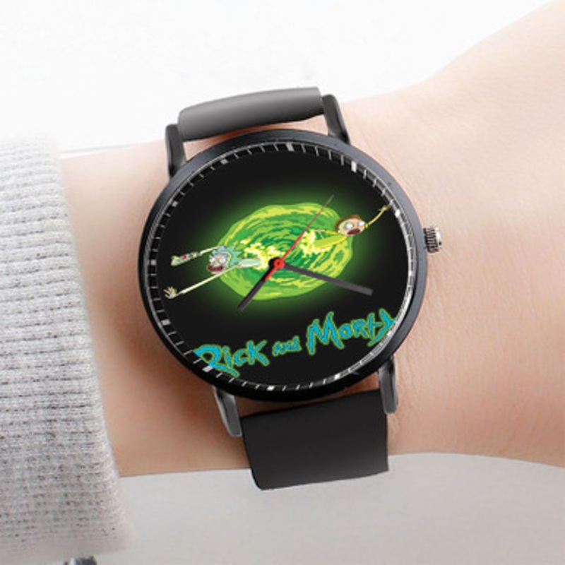 Pastele Rick and Morty Out of The Portal Watch Custom Unisex Black Quartz Watch Premium Gift Box Watches
