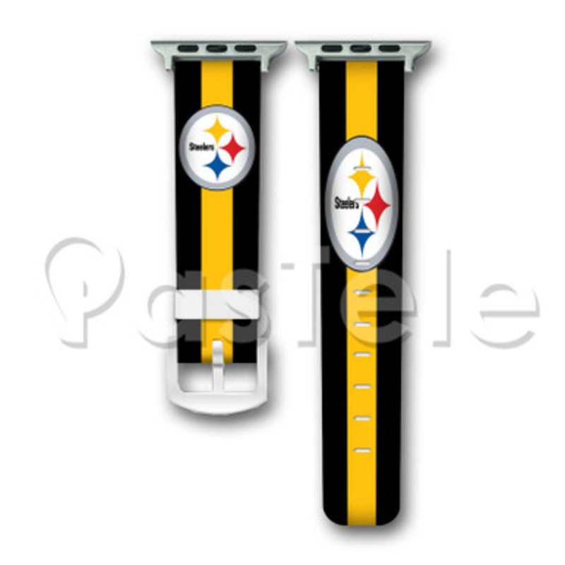 Pittsburgh Steelers Custom Personaliez Apple Watch Band 38mm 40mm 42mm 44mm Leather