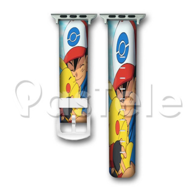 Pokemon Ash and Pikachu Custom Personaliez Apple Watch Band 38mm 40mm 42mm 44mm Leather