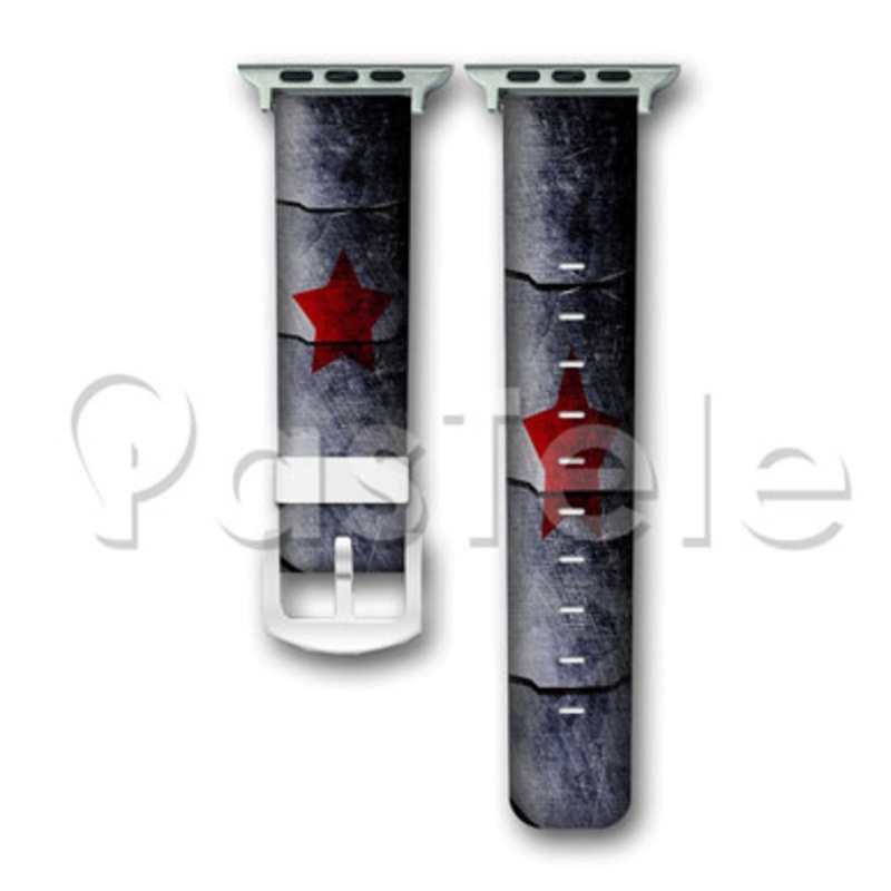 Red Star Symbol Bucky Barnes Custom Personaliez Apple Watch Band 38mm 40mm 42mm 44mm Leather