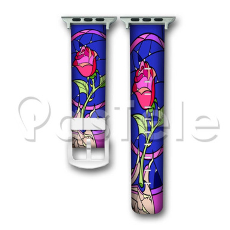 Rose Beauty and The Beast Disney Custom Personaliez Apple Watch Band 38mm 40mm 42mm 44mm Leather