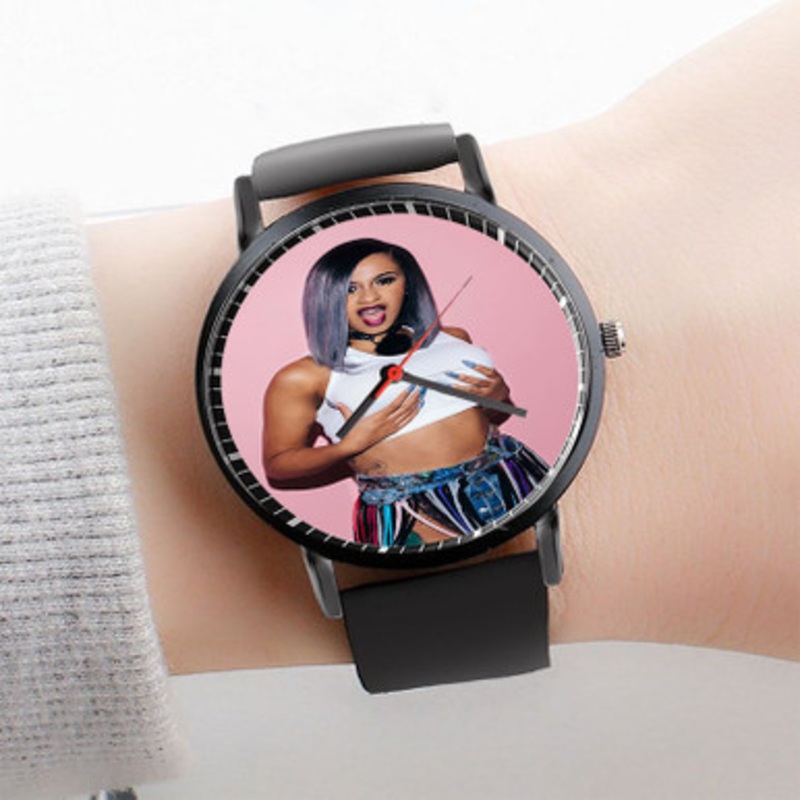 Pastele Cardi B Art Watch Custom Unisex Black Quartz Watch Premium Gift Box Watches
