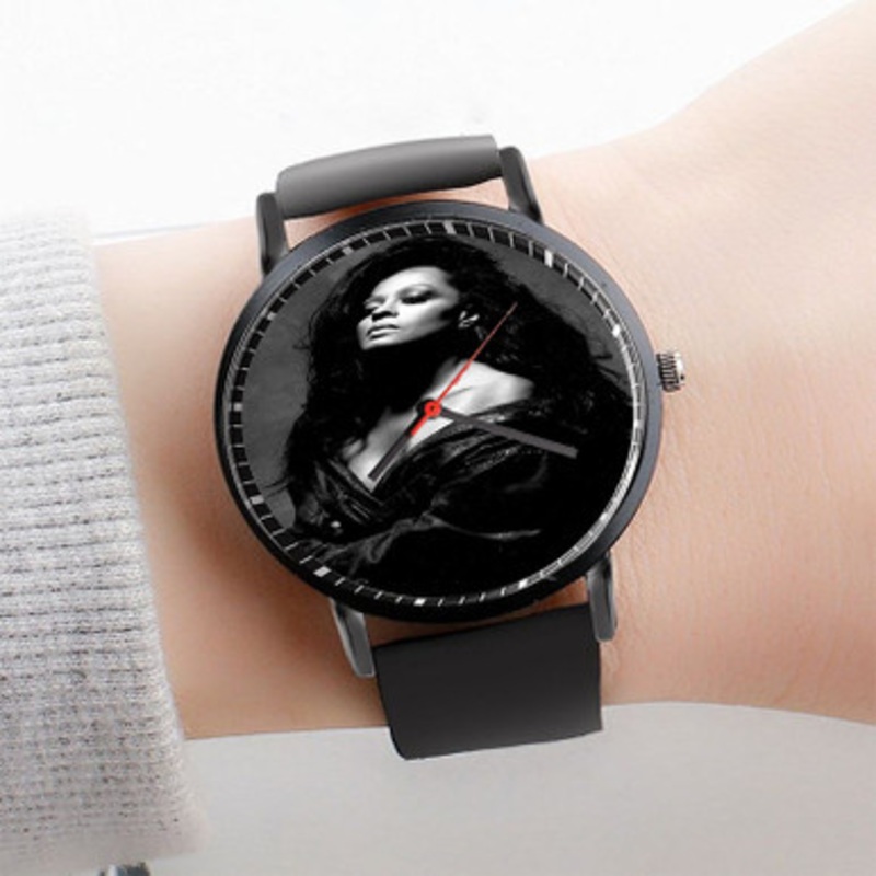 Pastele Diana Ross Watch Custom Unisex Black Quartz Watch Premium Gift Box Watches